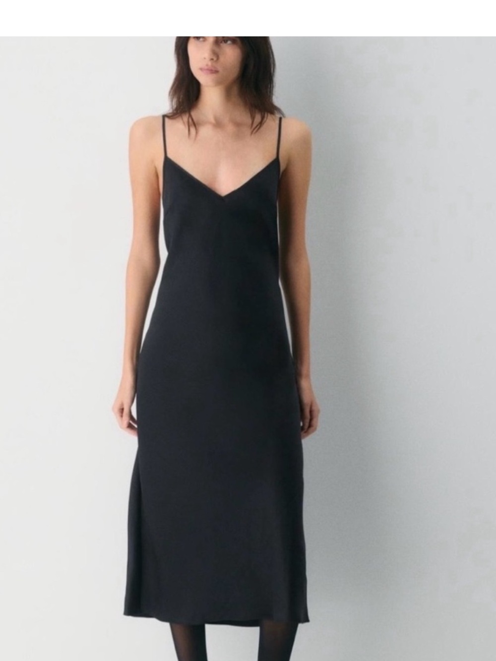 Wilfred Black V-Neck Slip Midi Dress
